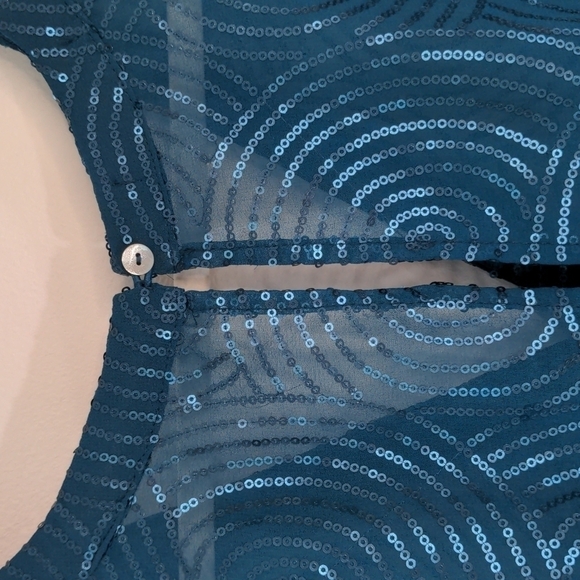 NMZ Collection Turquoise Sequin Bodysuit small - Picture 10 of 12